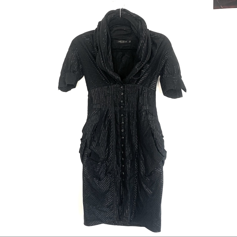 All Saints Black Button Down Dress